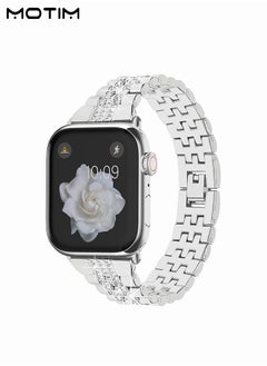 Motim Metal Apple Watch Band 49mm 45mm 44mm 42mm for iWatch Series 9, SE, Ultra 2, Ultra, 10/9/8/7/6, Diamond Rhinestone Bling Band Bracelet, Women iWatch Replacement Band Ultra/SE/Series 10/9/8/7/6  - Image 2