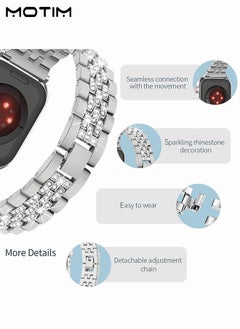 Motim Metal Apple Watch Band 49mm 45mm 44mm 42mm for iWatch Series 9, SE, Ultra 2, Ultra, 10/9/8/7/6, Diamond Rhinestone Bling Band Bracelet, Women iWatch Replacement Band Ultra/SE/Series 10/9/8/7/6  - Image 3