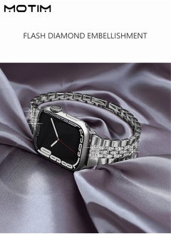 Motim Metal Apple Watch Band 49mm 45mm 44mm 42mm for iWatch Series 9, SE, Ultra 2, Ultra, 10/9/8/7/6, Diamond Rhinestone Bling Band Bracelet, Women iWatch Replacement Band Ultra/SE/Series 10/9/8/7/6  - Image 4