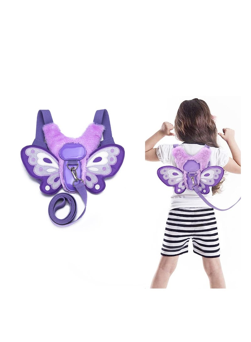 SYOSI Toddler Harness Leashes, Butterfly Baby Toddler Walking Harness with Safety Rein, Kids Anti-Lost Harness Leash Strap Belt, Portable Backpack Rucksack for Boys and Girls, Purple  - Image 1