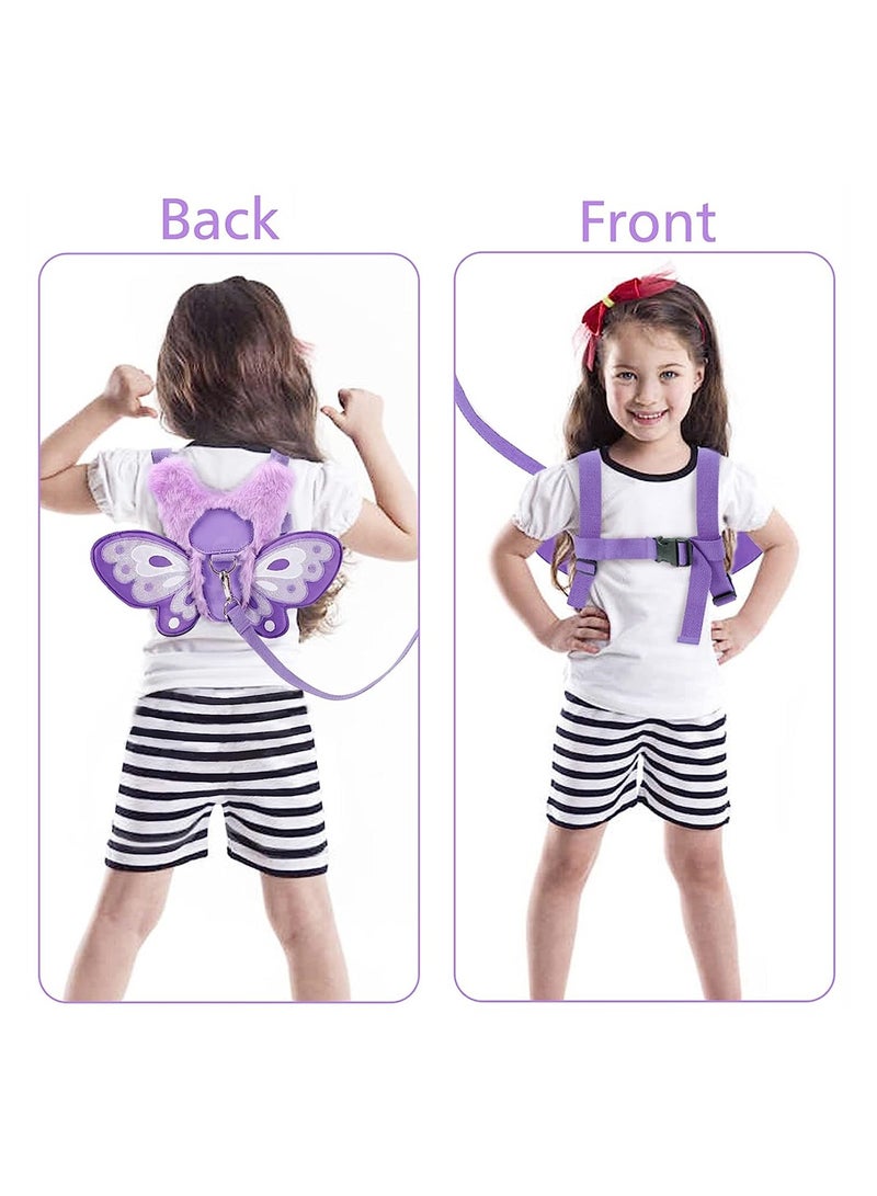 SYOSI Toddler Harness Leashes, Butterfly Baby Toddler Walking Harness with Safety Rein, Kids Anti-Lost Harness Leash Strap Belt, Portable Backpack Rucksack for Boys and Girls, Purple  - Image 2