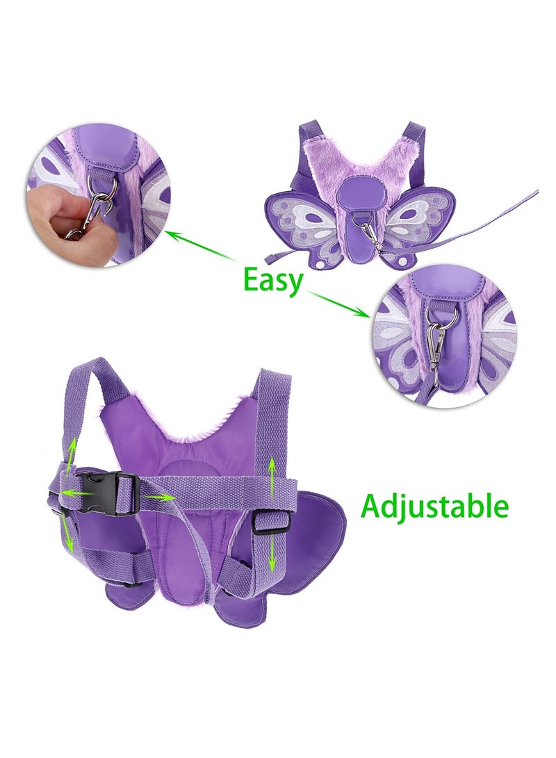 SYOSI Toddler Harness Leashes, Butterfly Baby Toddler Walking Harness with Safety Rein, Kids Anti-Lost Harness Leash Strap Belt, Portable Backpack Rucksack for Boys and Girls, Purple  - Image 4