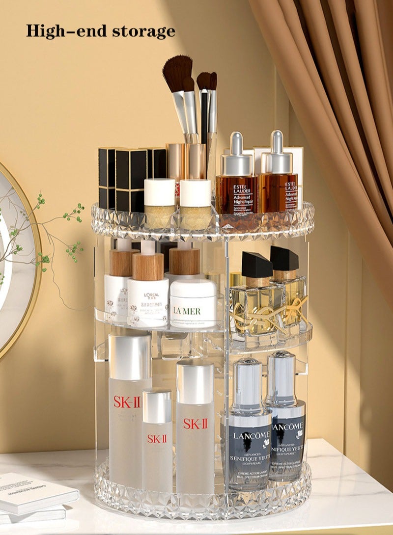 Generic Cosmetics Storage Box High-End Rotating Diamond-Patterned Skin Care Rack Dressing Table Desktop Beauty Care Storage Box  - Image 2