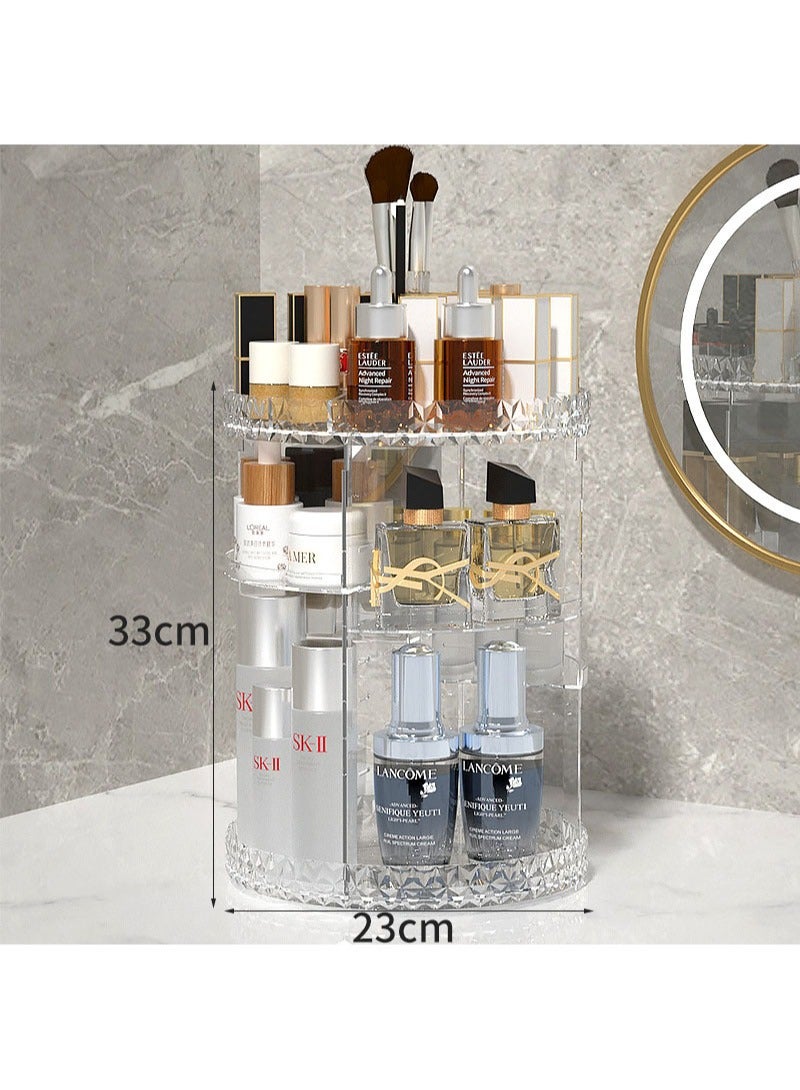 Generic Cosmetics Storage Box High-End Rotating Diamond-Patterned Skin Care Rack Dressing Table Desktop Beauty Care Storage Box  - Image 3