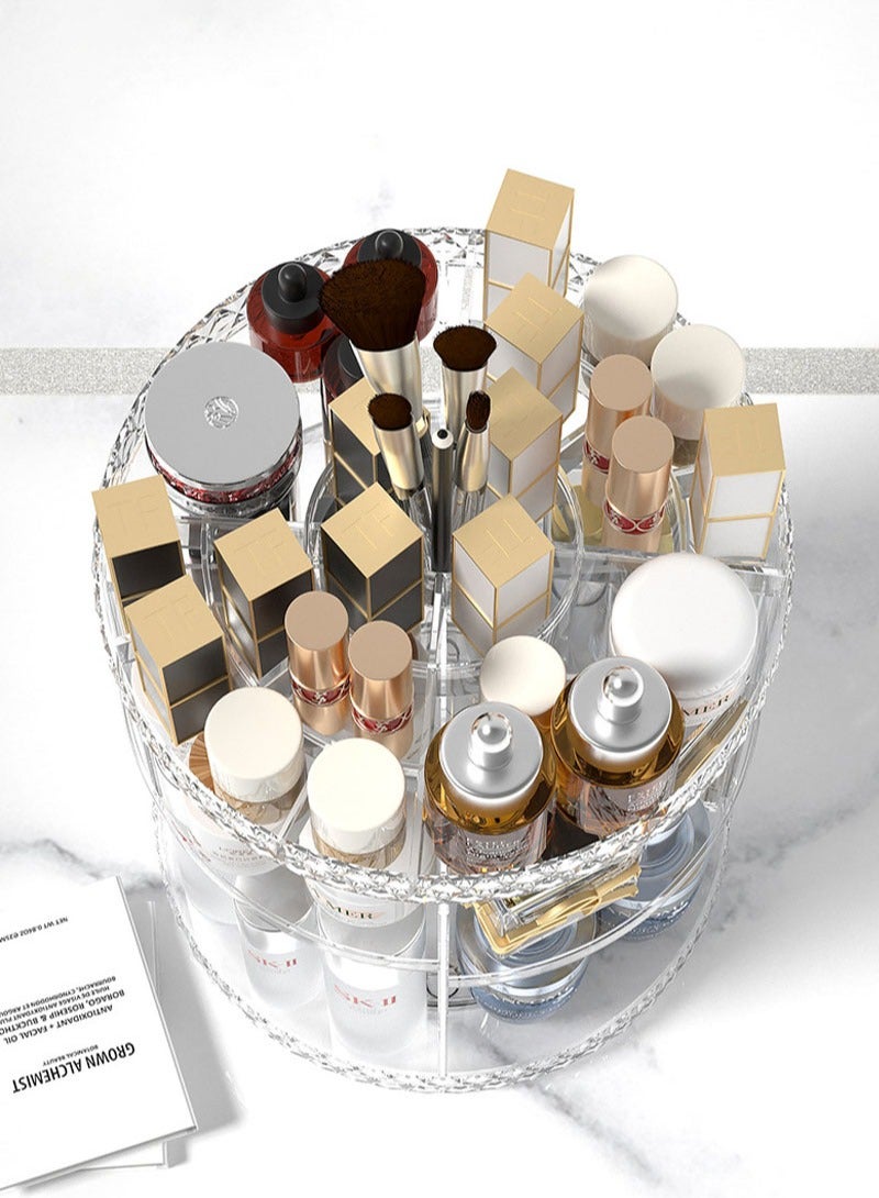 Generic Cosmetics Storage Box High-End Rotating Diamond-Patterned Skin Care Rack Dressing Table Desktop Beauty Care Storage Box  - Image 4