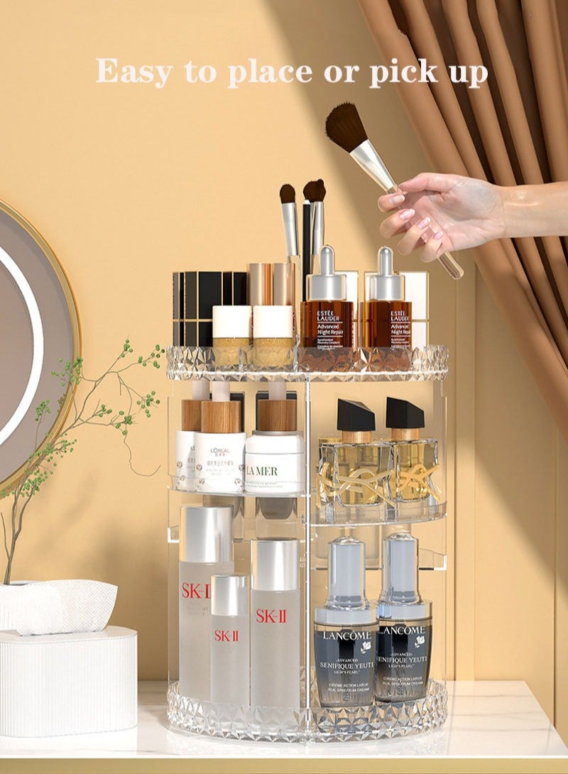 Generic Cosmetics Storage Box High-End Rotating Diamond-Patterned Skin Care Rack Dressing Table Desktop Beauty Care Storage Box  - Image 5