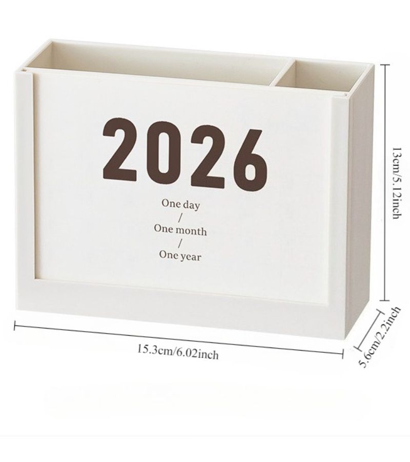 Pink Desk Calendar Planner 2026 With Stand Storage Box And Pen Holder - Image 5