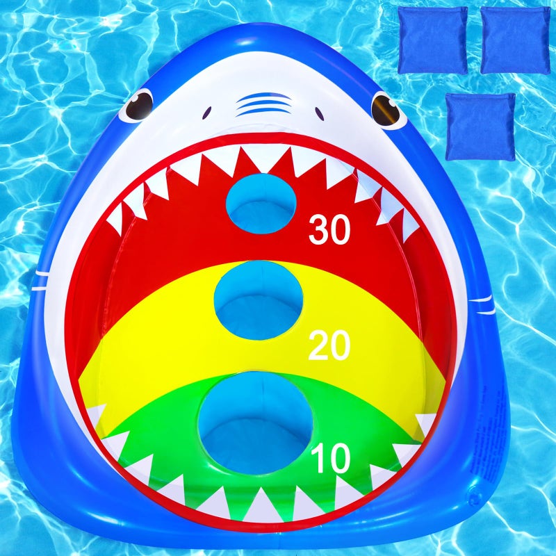 JOINBO Kids Fun Pool ToysInflatable Shark Cornhole Board Floating Water Game Outdoor Swim Play for Adults FamilyCool Summer Party Gift for 6 7 8 9 10 12 Year Old Boy Girl Teen - Image 2