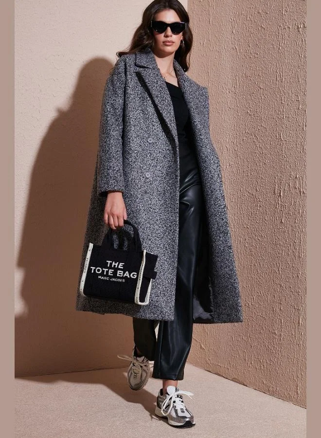 ليلا معطف كشمير طويل بياقة أحادية وأزرار للنساء من ليلا مقاس كبير