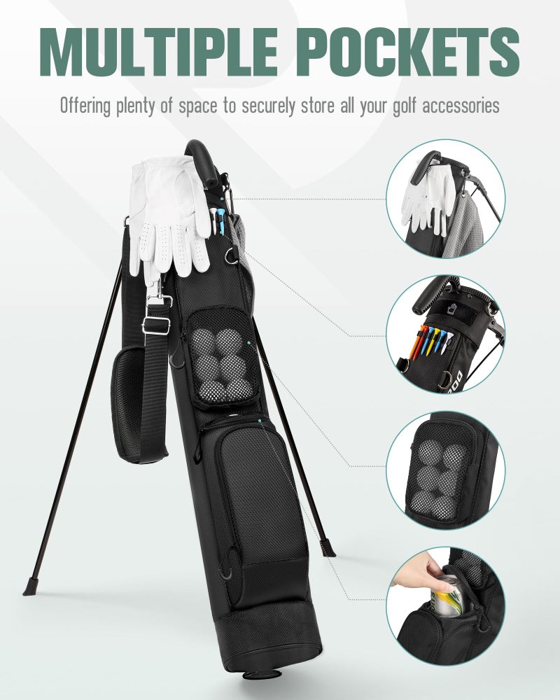 RIOROO Golf Stand Bag, Lightweight Par 3 Golf Bag Holds Up to 7 Clubs with Two Way Dividers Cooler Pocket Shoulder Strap and Multiple Storage Pockets for Men and Women - Image 3