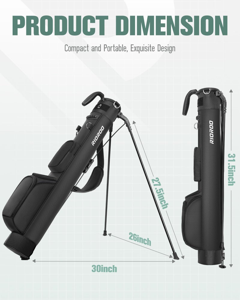 RIOROO Golf Stand Bag, Lightweight Par 3 Golf Bag Holds Up to 7 Clubs with Two Way Dividers Cooler Pocket Shoulder Strap and Multiple Storage Pockets for Men and Women - Image 5
