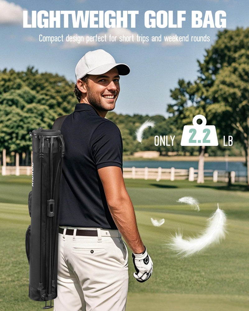 RIOROO Golf Stand Bag, Lightweight Par 3 Golf Bag Holds Up to 7 Clubs with Two Way Dividers Cooler Pocket Shoulder Strap and Multiple Storage Pockets for Men and Women - Image 2