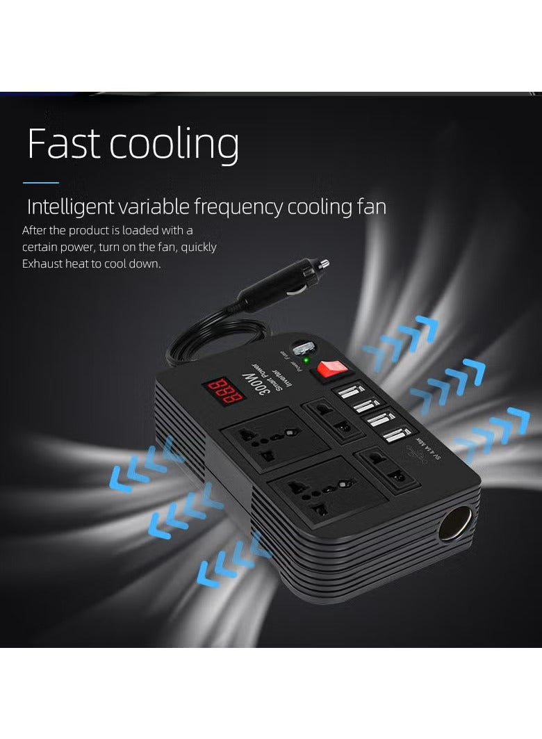 Car Power 300W Inverter with Multi Function 12V to 220V Adapter Plugs - Image 2