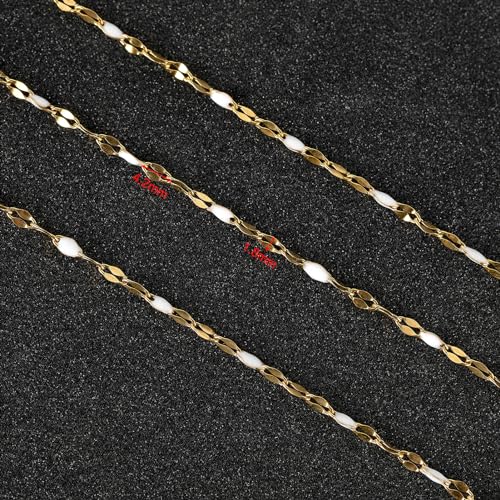 UMAOKANG 5 Meters Stainless Steel Jewelry Chain Enamel Chain for Jewelry Making Gold Plated Chain with Jump Rings and Lobster Clasps - Image 3