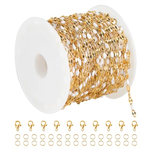 UMAOKANG 5 Meters Stainless Steel Jewelry Chain Enamel Chain for Jewelry Making Gold Plated Chain with Jump Rings and Lobster Clasps - Image 1