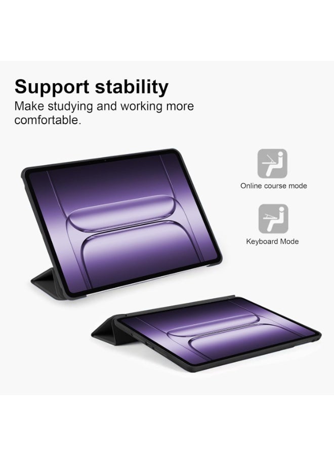 جراب لجهاز OnePlus Pad 3، غطاء ذكي قابل للطي نحيف وخفيف مصنوع من PU للحماية (مع وظيفة النوم/الاستيقاظ التلقائي)، أسود - Image 2
