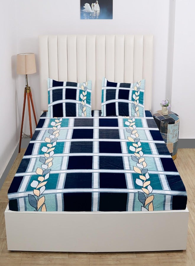 RD TREND 190 GSM Flannel Elastic Warm bedsheets for Winter King Fitted Size (78x72x8 Inches) with 2 Pillow Covers Size (18x28 Inches) Colour Blue Box - Image 5