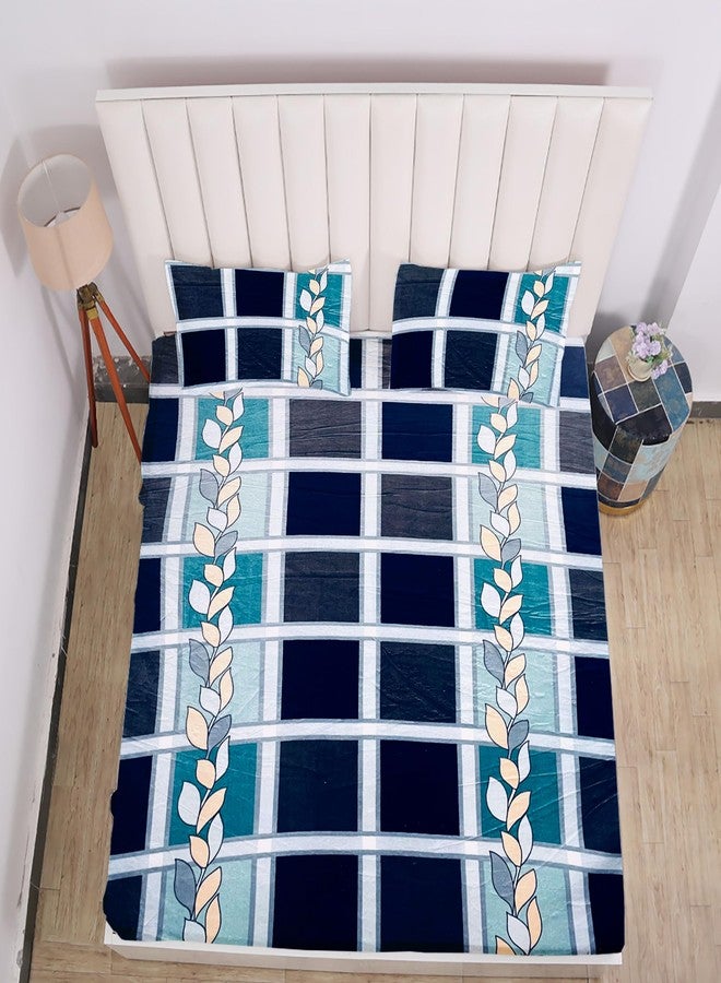 RD TREND 190 GSM Flannel Elastic Warm bedsheets for Winter King Fitted Size (78x72x8 Inches) with 2 Pillow Covers Size (18x28 Inches) Colour Blue Box - Image 4
