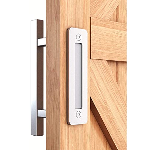 EaseLife 12" Stainless Steel Sliding Barn Door Handles and Pulls,Double Sided Hardware Set,Heavy Duty,Brushed Finish,Anti-Rust Anti-Corrosion,Easy Install - Image 1
