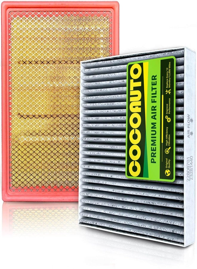 COCOAUTO Cabin Engine Air Filter Kit for Chevy Silverado 1500 GMC Sierra 1500 (2014-2018), Suburban Tahoe Yukon (2015-2020), Sierra 2500 3500 HD (2015-2019), 22808781 & 22845992 (Not for Diesel) - Image 1