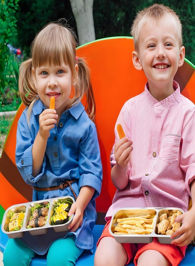 MINGRI Stainless Steel Snack Containers for Kids,3 Compartments Metal Snack Pack Box with Lids, Grab and Go Divided Food Storage Containers Sauce Cups for Travel, School,Leak-Proof,1 Pack - Image 2