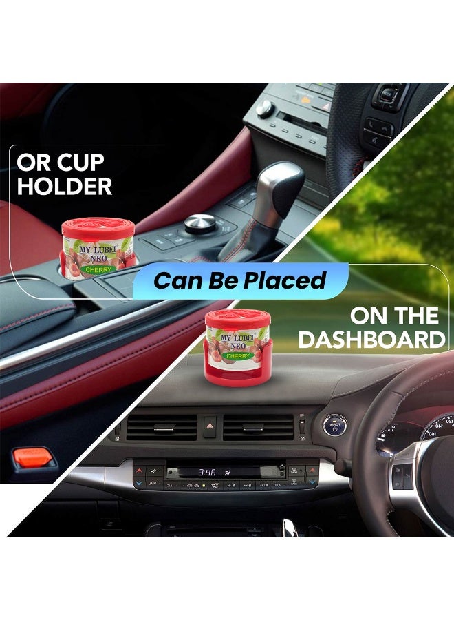 MY LUBEI NEO Cherry Gel Air Freshener 90g for Car Interior and Home, Gas Free Odor Neutralizer Can, Long Lasting Fruity Scent, Ideal for Dashboard Cup Holder Office Bedroom, All Weather Freshener - Image 3