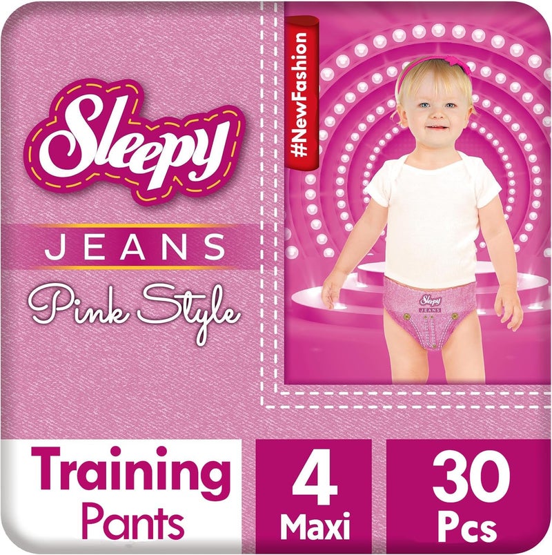 Sleepy Pink Style Training Pants Size 4 Maxi - 30 Count Soft and Absorbent Toddler Diaper Pants