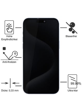 Screen Protector for iPhone 15 Pro Max Privacy Tempered Glass, Privacy Anti-Spy Easy to Install, Tempered Glass 9H - view 3