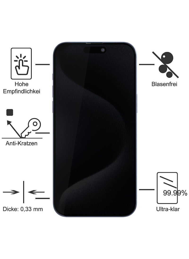 Denx DENX Screen Protector for iPhone 15 Pro Max Privacy Tempered Glass, Privacy Anti-Spy Easy to Install, Screen Protector Screen Protector Tempered Glass Film for iPhone 15 Pro Max  - Image 3