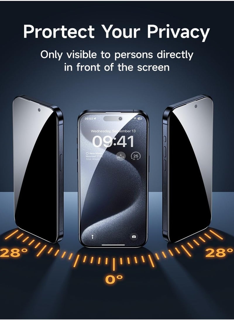 Denx DENX Screen Protector for iPhone 15 Pro Max Privacy Tempered Glass, Privacy Anti-Spy Easy to Install, Screen Protector Screen Protector Tempered Glass Film for iPhone 15 Pro Max  - Image 4