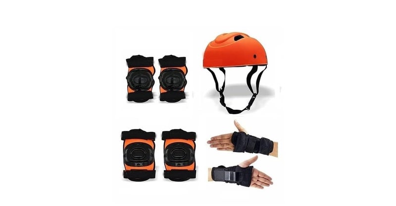 Qwick Click Roller Skates with Protective Set Guard Protection kit for Skating, Cycling, Skateboarding for Kids Age 6-15 Years with Knee, Elbow and Wrist Guards (Red-Orange) - Image 3