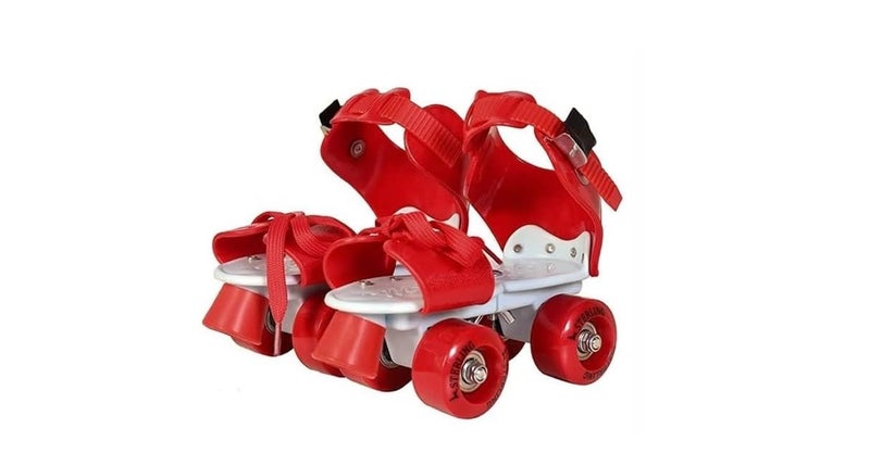 Qwick Click Roller Skates with Protective Set Guard Protection kit for Skating, Cycling, Skateboarding for Kids Age 6-15 Years with Knee, Elbow and Wrist Guards (Red-Orange) - Image 2