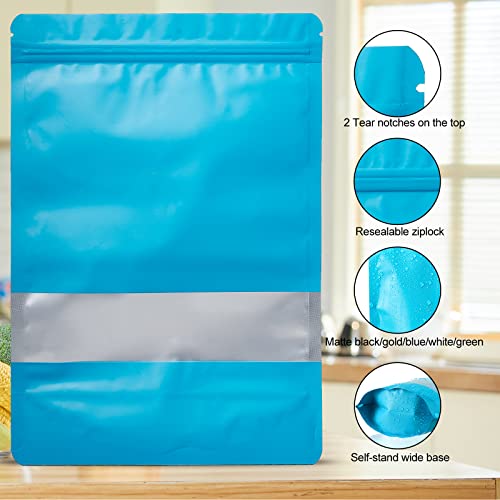 TOCKONIMN Stand-up Pouch Smell-Proof Edible Bag Packaging for Food-Storage - TOCKONIMN 100 Pack Resealable Containers for Candy Products Heat Sealable Ziplock Bags with Clear Window (7.0"x10.0", blue) - Image 3