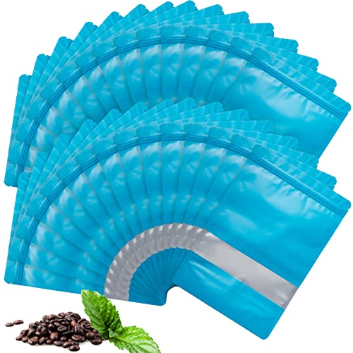 TOCKONIMN Stand-up Pouch Smell-Proof Edible Bag Packaging for Food-Storage - TOCKONIMN 100 Pack Resealable Containers for Candy Products Heat Sealable Ziplock Bags with Clear Window (7.0"x10.0", blue) - Image 1