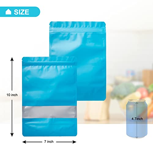 TOCKONIMN Stand-up Pouch Smell-Proof Edible Bag Packaging for Food-Storage - TOCKONIMN 100 Pack Resealable Containers for Candy Products Heat Sealable Ziplock Bags with Clear Window (7.0"x10.0", blue) - Image 2