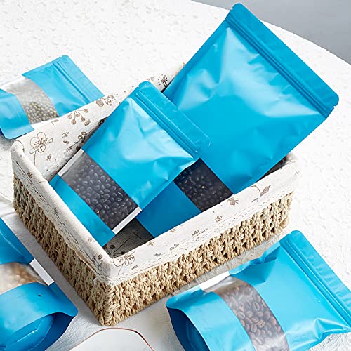 TOCKONIMN Stand-up Pouch Smell-Proof Edible Bag Packaging for Food-Storage - TOCKONIMN 100 Pack Resealable Containers for Candy Products Heat Sealable Ziplock Bags with Clear Window (7.0"x10.0", blue) - Image 5