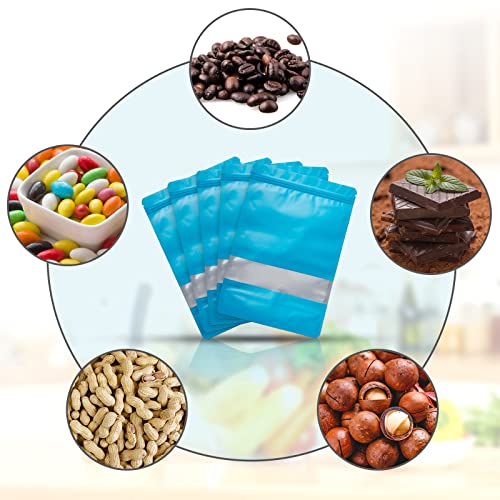 TOCKONIMN Stand-up Pouch Smell-Proof Edible Bag Packaging for Food-Storage - TOCKONIMN 100 Pack Resealable Containers for Candy Products Heat Sealable Ziplock Bags with Clear Window (7.0"x10.0", blue) - Image 4