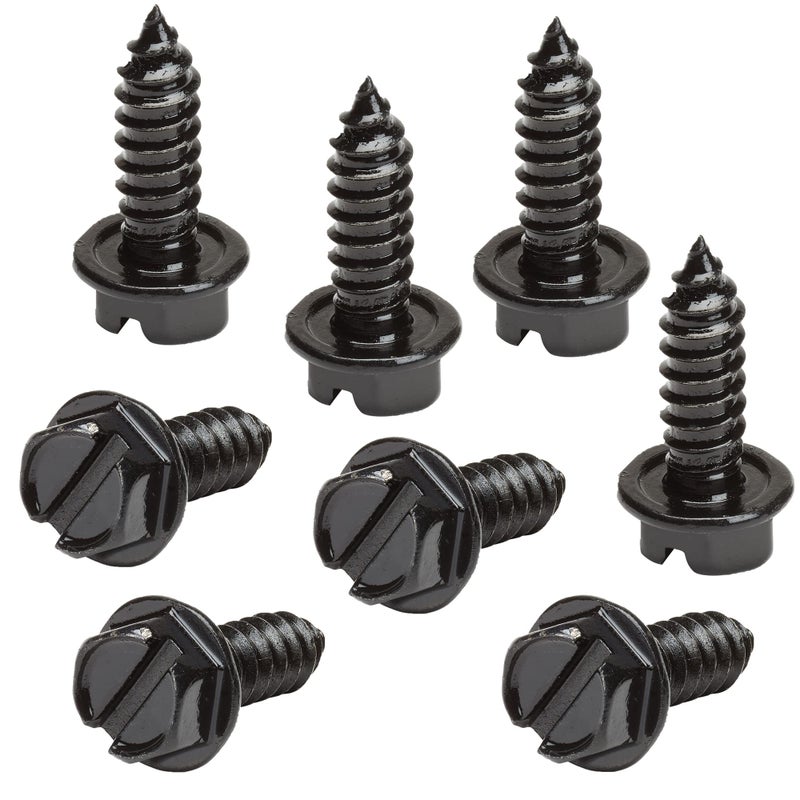 OttoSpeed Black License Plate Screws Kit - Set of 8 Fasteners For Front and Back License Plates and License Plate Frames or Covers on Domestic Cars, Trucks, SUVs - Rustproof, Self Tapping Mounting Bolts (Black) - Image 1