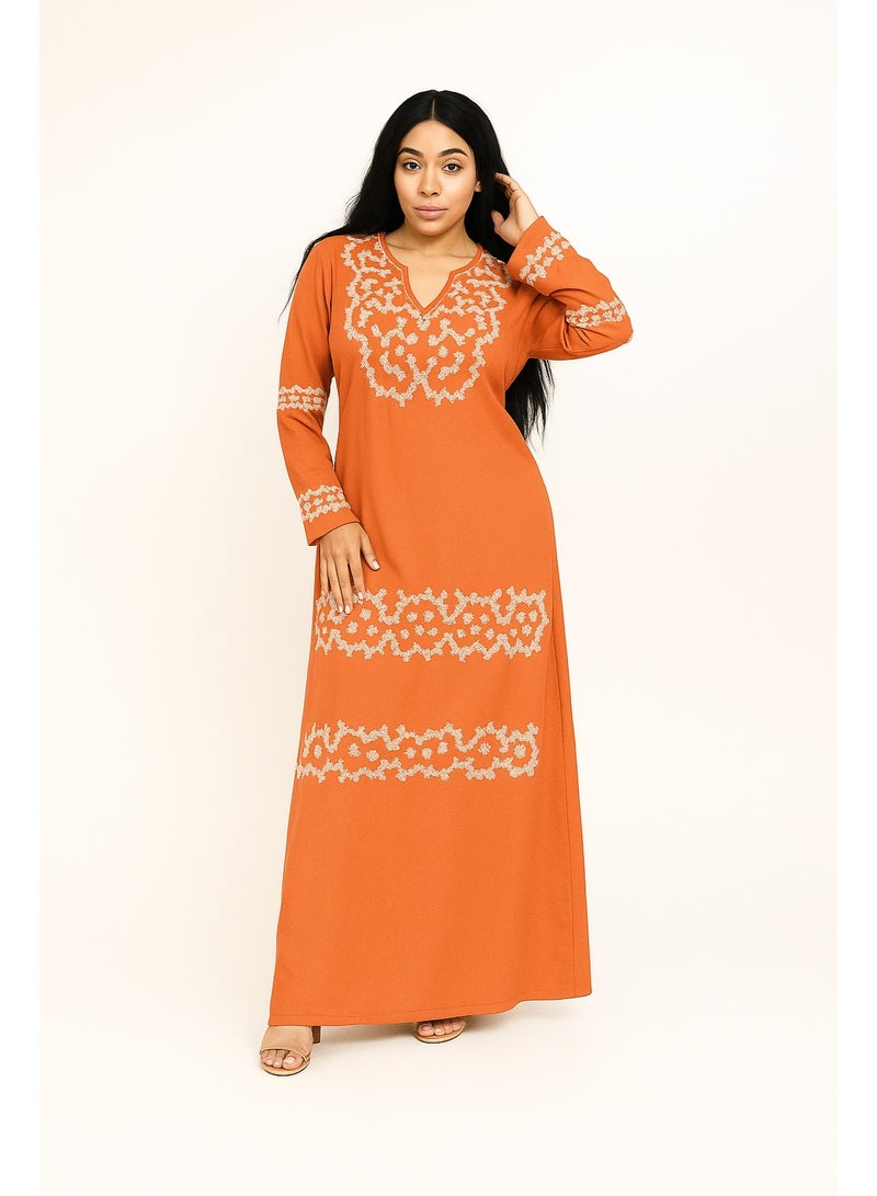 فستان نسائي طويل أنيق، مطرز، 60 : 90 كجم - Image 1