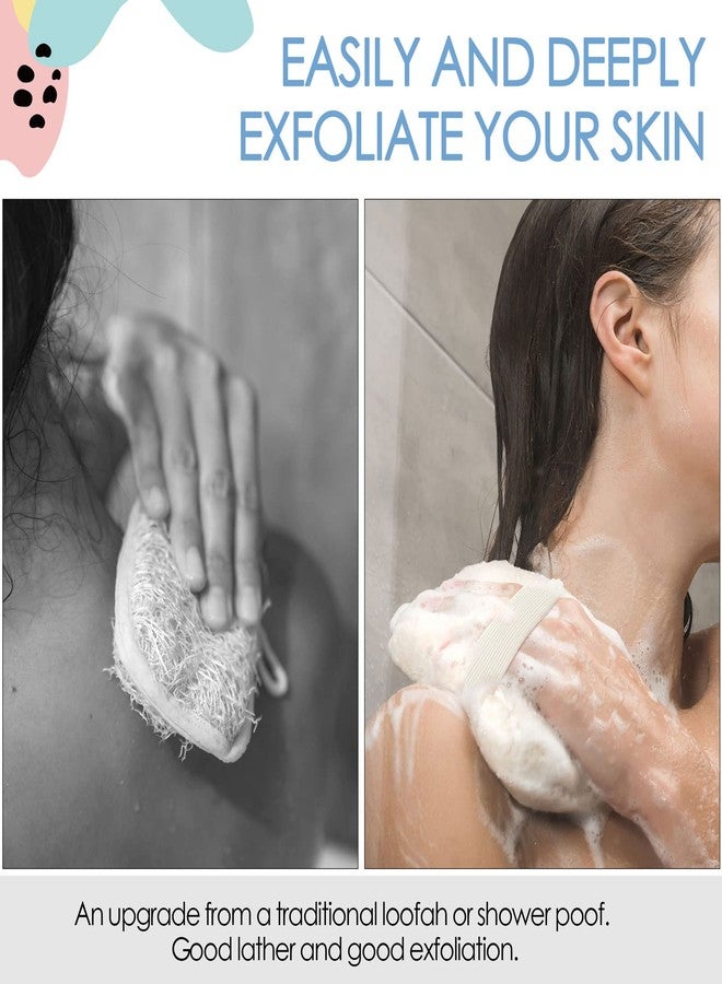 Evridwear Exfoliating Bath Sponge, Daily Skincare Body Scrubbers Loofah Shower Pads with Strap for Body Cleansing, Dead Skin Cell Remover, 3 Count Value Pack(Macaroon) - Image 5