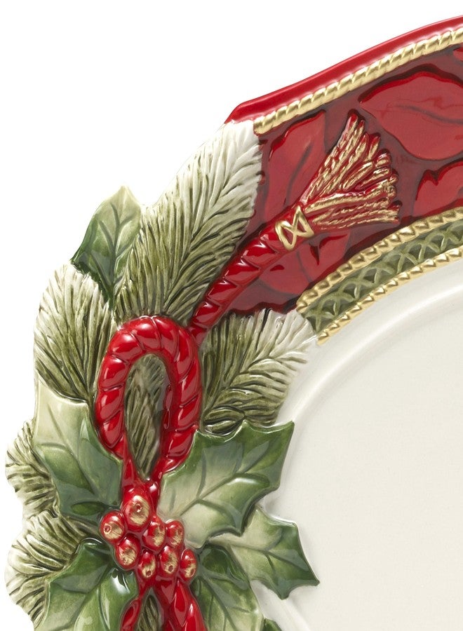 Fitz & Floyd Fitz and Floyd Holiday Home Poinsettia Trim Serving Platter, 13.5 inch, Red - Image 3