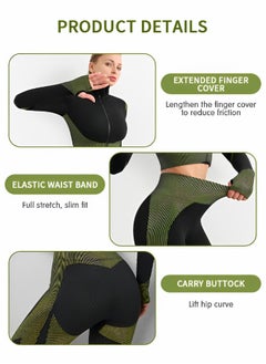 GROIC Workout Sets Women 2 Piece Legging Zip Crop Top and High Waist Leggings Seamless Yoga Outfits Clothes Tracksuit,Gym Set  - Image 4