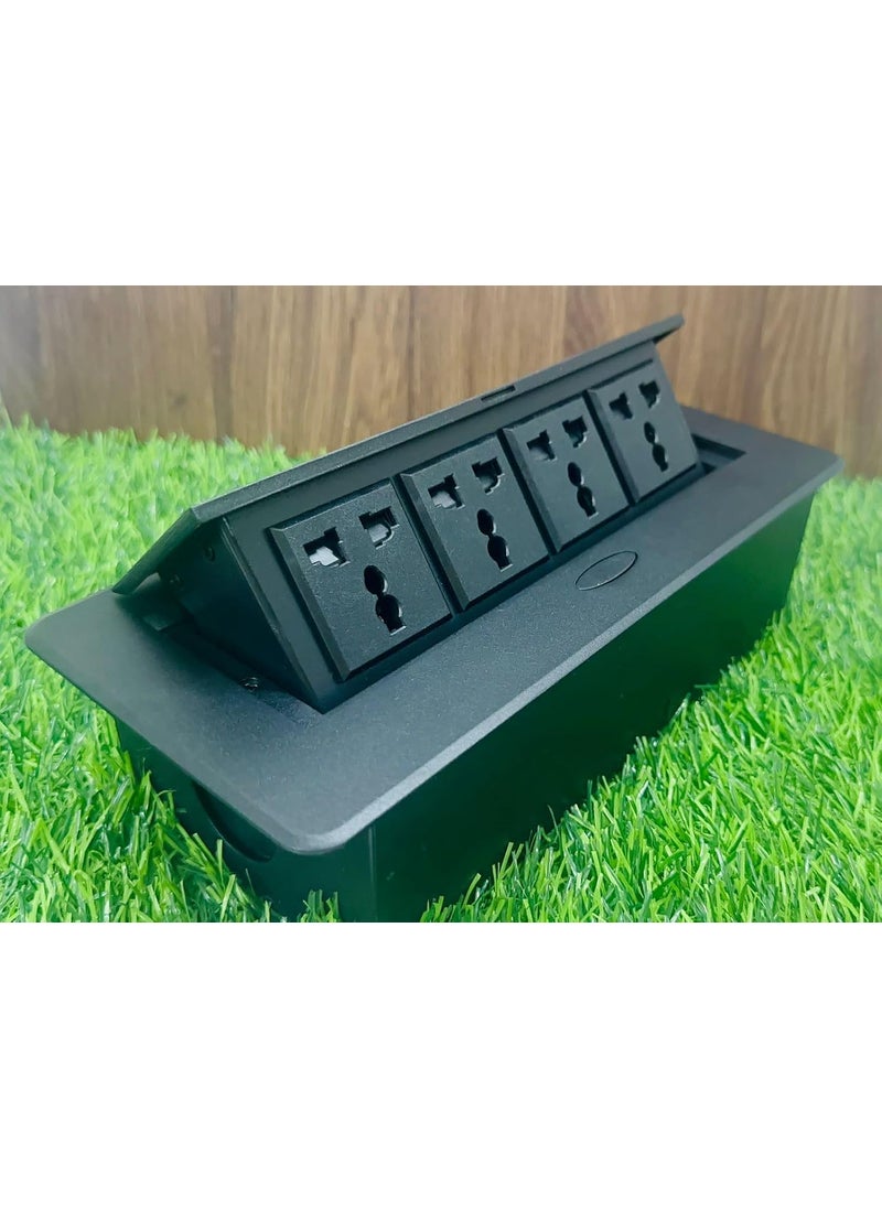 AUDIOVAN Audiovan Hydraulic Cable Cubby Pop Up Conference Box Cable Manager Socket Electrical Box with 4 Power Socket 10 Amp UL Certified Black  - Image 1