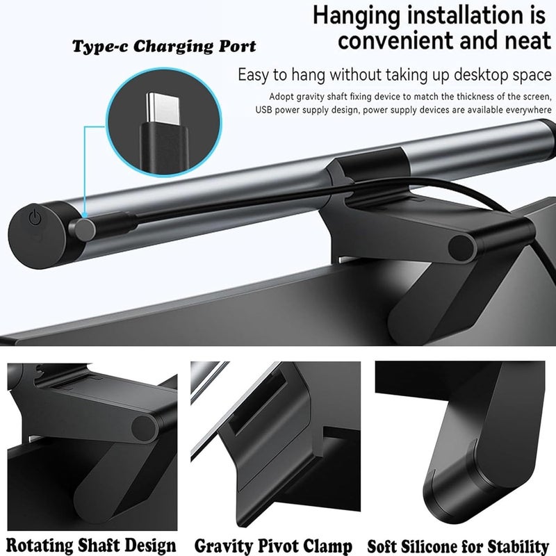 LINJIE Computer Monitor Lamp，Screen Monitor Light Bar For Eye Caring, Gaming Lighting，Usb Powered Monitor Lamp With Touch Sensor, No Screen Glare Desk Lamp For Pc, Office, Gaming - Image 3