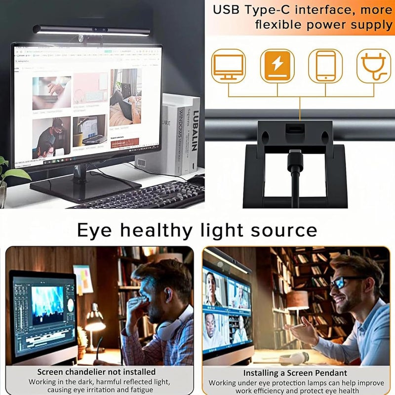 LINJIE Computer Monitor Lamp，Screen Monitor Light Bar For Eye Caring, Gaming Lighting，Usb Powered Monitor Lamp With Touch Sensor, No Screen Glare Desk Lamp For Pc, Office, Gaming - Image 4