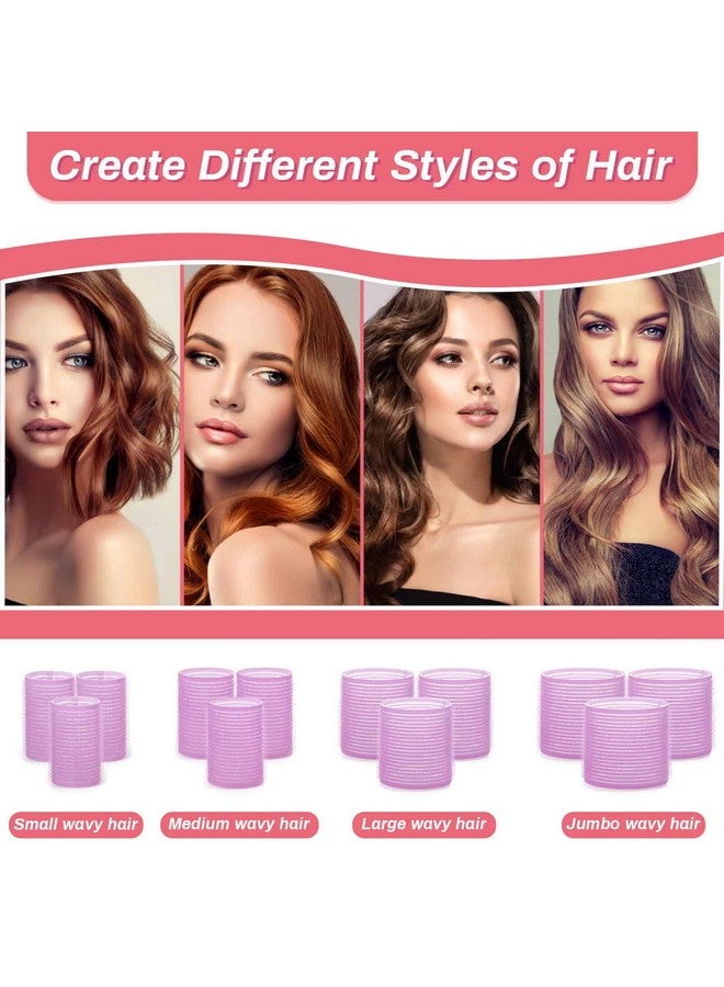 shynek Rollers Hair Curlers Set of 48 with 24 Curlers (6 Jumbo, 6 Large, 6 Medium, 6 Small) and 24 Clips for Long, Medium, Short Hair (Purple) - Image 3