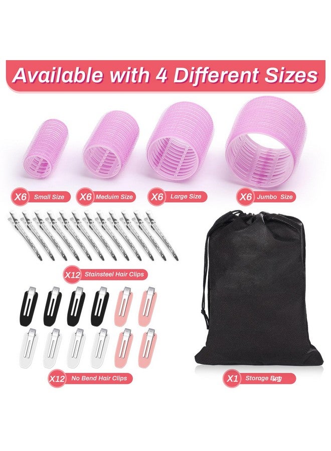 shynek Rollers Hair Curlers Set of 48 with 24 Curlers (6 Jumbo, 6 Large, 6 Medium, 6 Small) and 24 Clips for Long, Medium, Short Hair (Purple) - Image 2