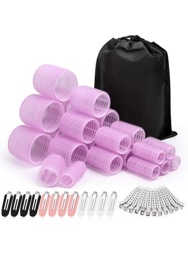 shynek Rollers Hair Curlers Set of 48 with 24 Curlers (6 Jumbo, 6 Large, 6 Medium, 6 Small) and 24 Clips for Long, Medium, Short Hair (Purple) - Image 1