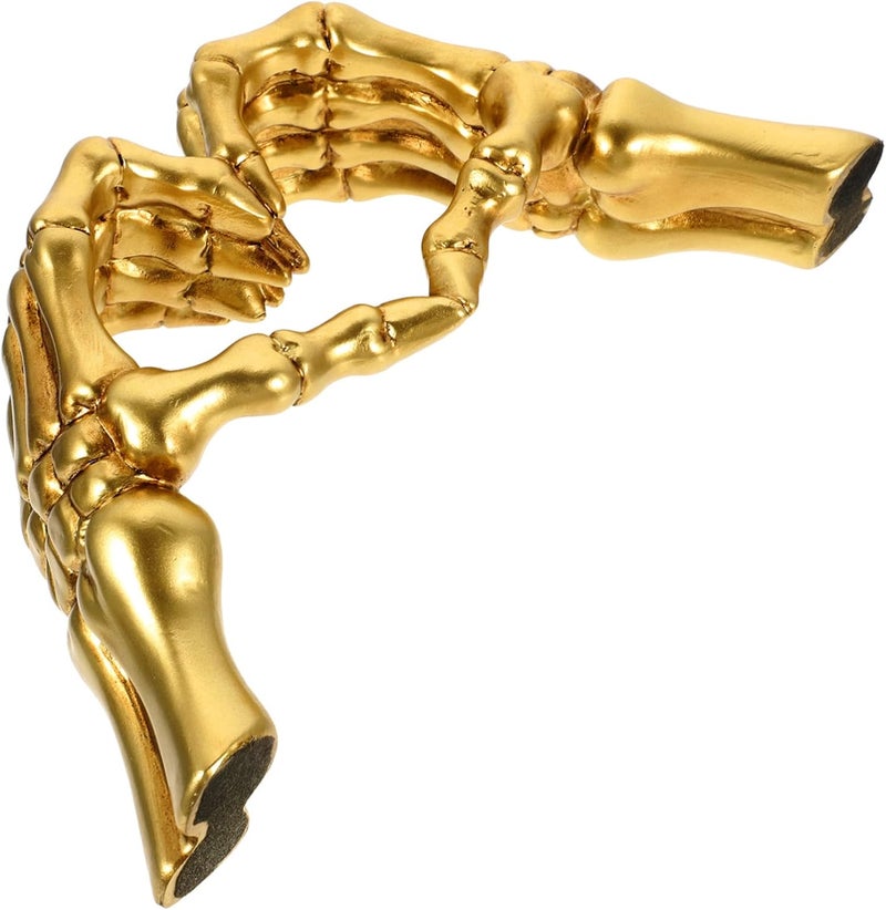 klarako 3pcs Wedding Decor Golden Modern Skeleton Figurine Abstract Art Household Simple Creative Heart Gesture Sculpture Hand Craft Fashionable Office Style Stylish Resin - Image 2