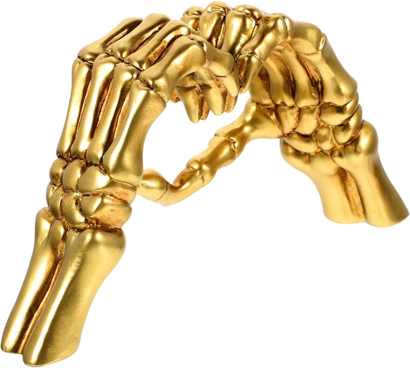 klarako 3pcs Wedding Decor Golden Modern Skeleton Figurine Abstract Art Household Simple Creative Heart Gesture Sculpture Hand Craft Fashionable Office Style Stylish Resin - Image 4